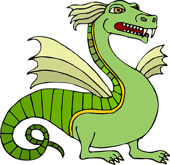 Cartoon Green Dragon Illustration PNG image