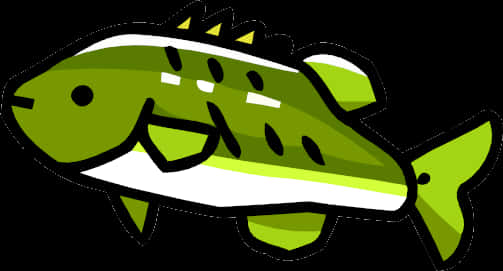 Cartoon Green Fish Illustration PNG image