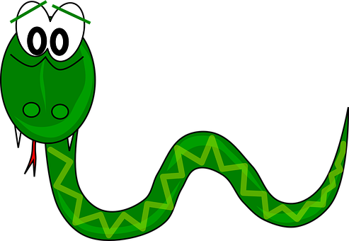 Cartoon Green Snake Graphic PNG image