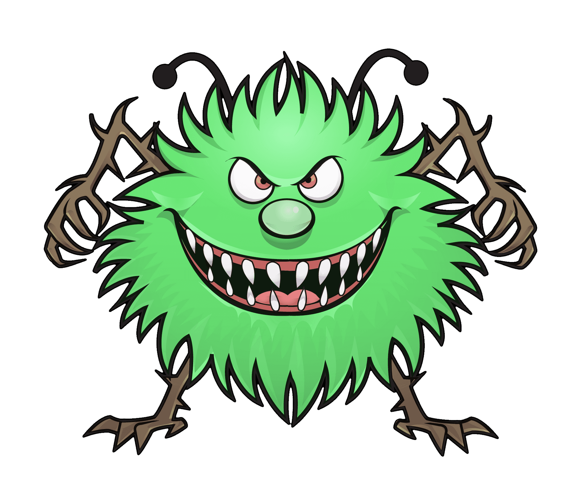 Cartoon Green Virus Character PNG image