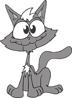 Cartoon Grey Cat Character PNG image