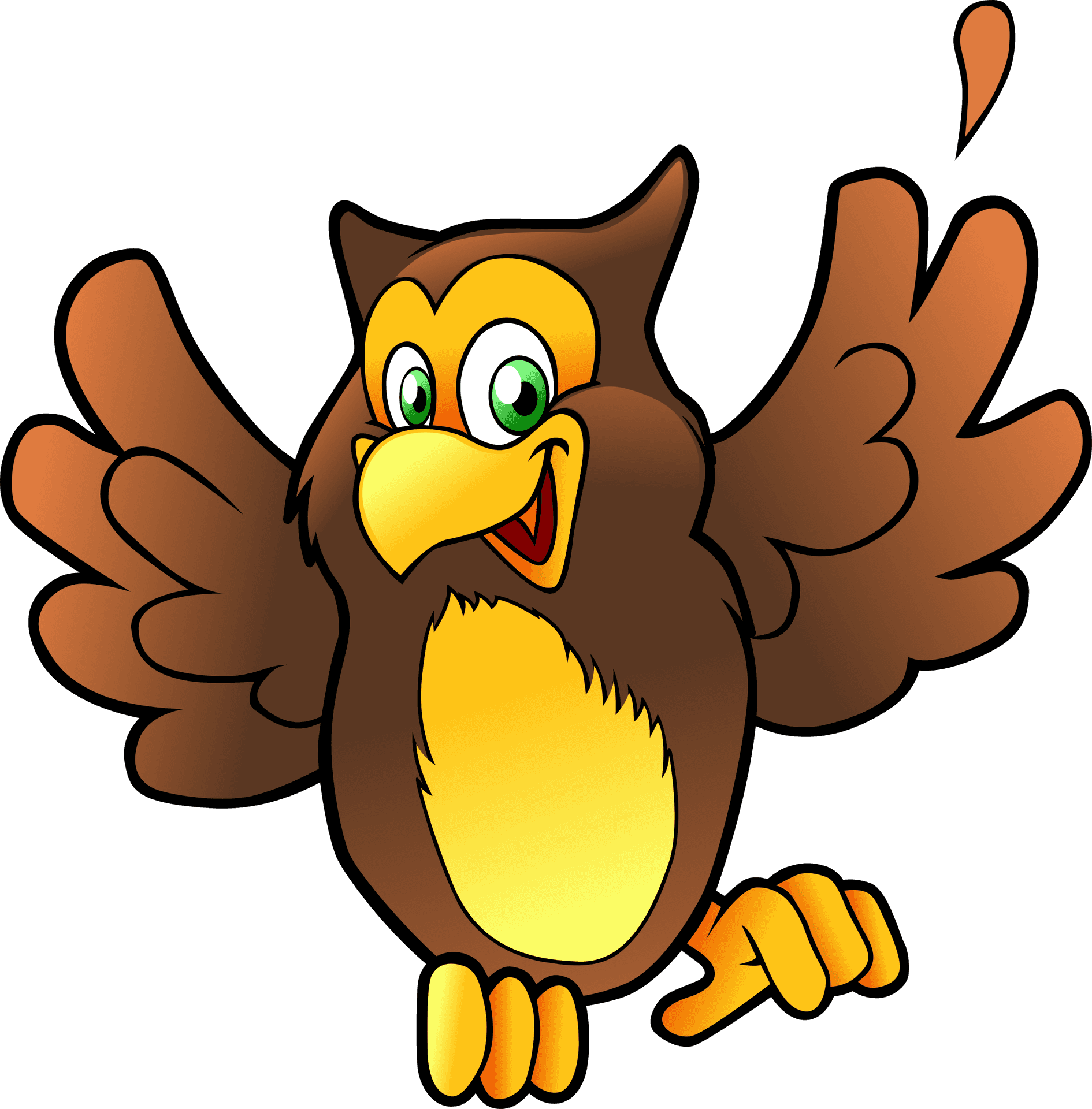 Cartoon Happy Owl Spreading Wings PNG image