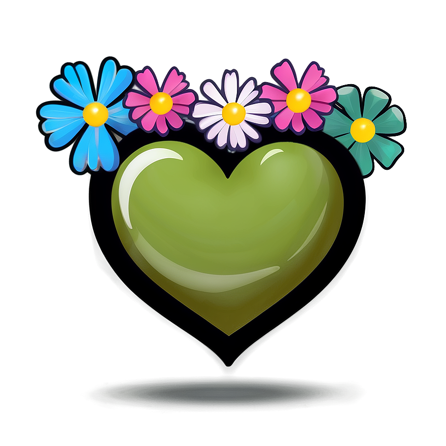 Cartoon Heart With Flowers Png 06132024 PNG image