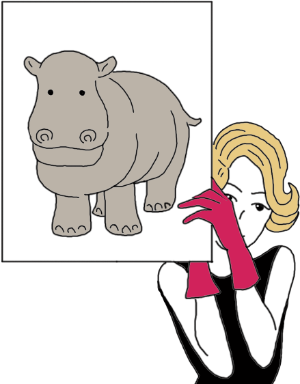 Cartoon Hippopotamus Heldby Woman Illustration PNG image