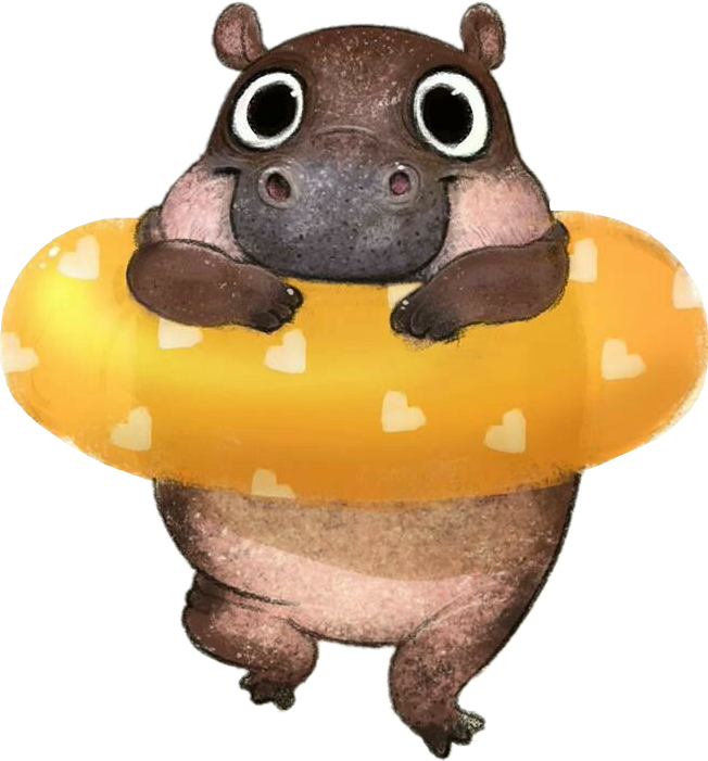 Cartoon Hippopotamus In Floatie PNG image