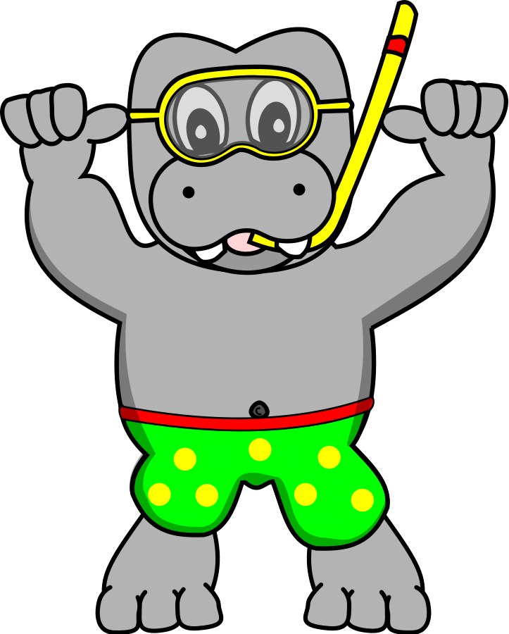 Cartoon Hippopotamus Readyfor Snorkeling PNG image