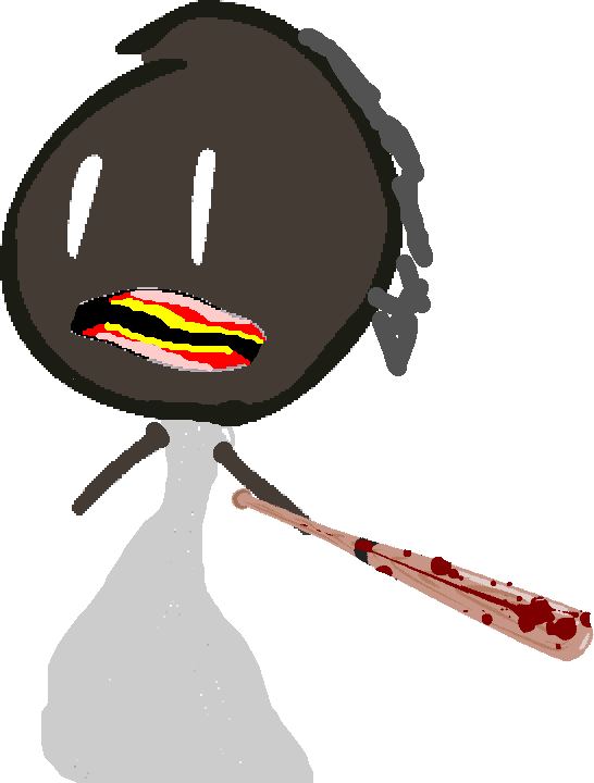 Cartoon Horror Figurewith Bloody Weapon PNG image