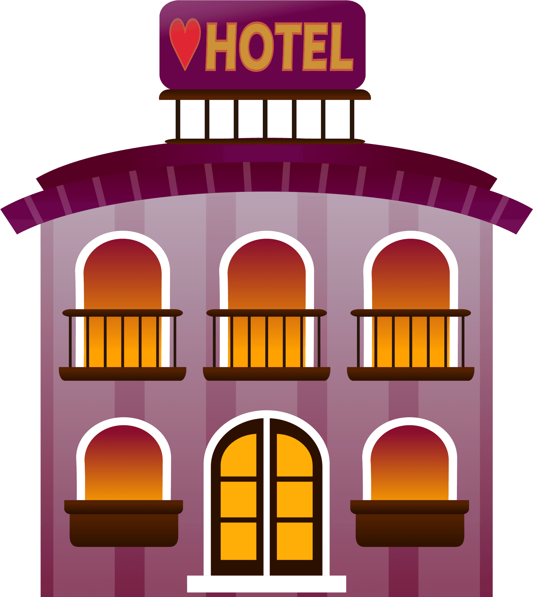 Cartoon Hotel Facade Graphic PNG image