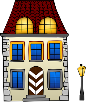 Cartoon Houseat Night PNG image