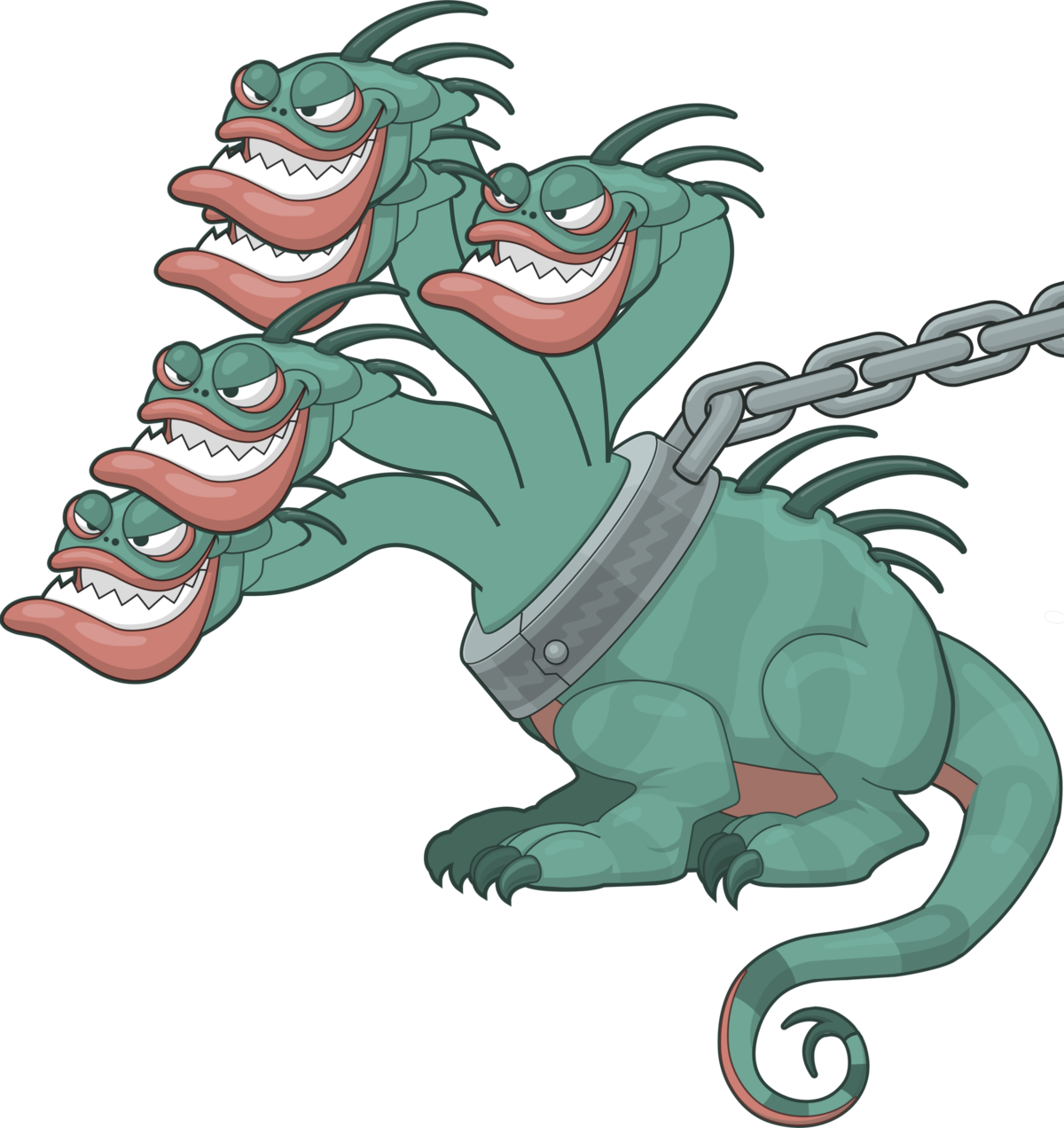 Cartoon Hydrawith Chain Collar PNG image