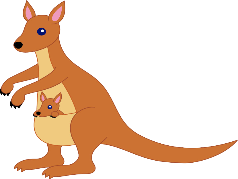 Cartoon Kangaroo With Joey.png PNG image