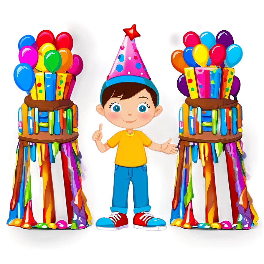 Cartoon Kid Celebrating Birthday Png Hlt93 PNG image