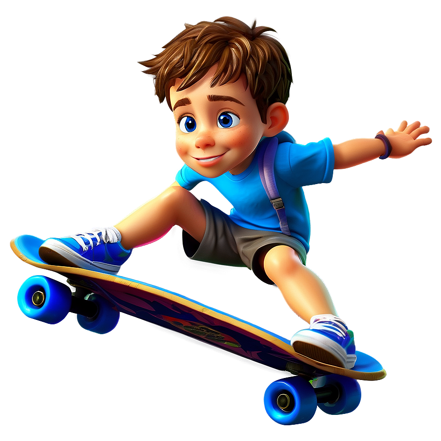 Cartoon Kid On Skateboard Png Clp25 PNG image