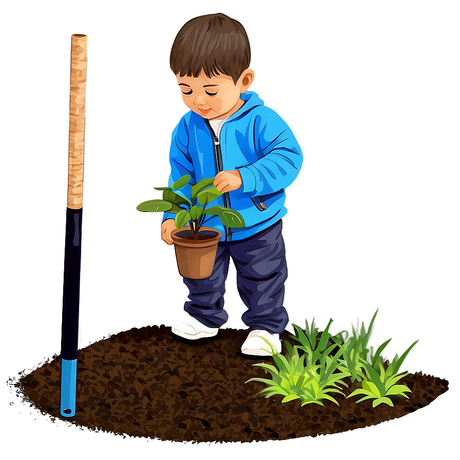 Cartoon Kid Planting Tree Png 93 PNG image