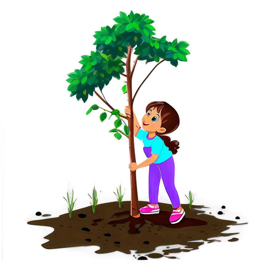 Cartoon Kid Planting Tree Png Wfg82 PNG image