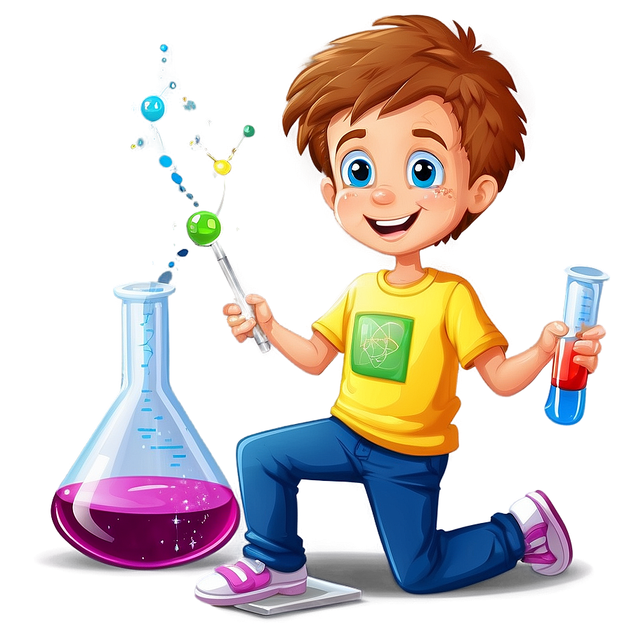 Cartoon Kid With Science Project Png 92 PNG image