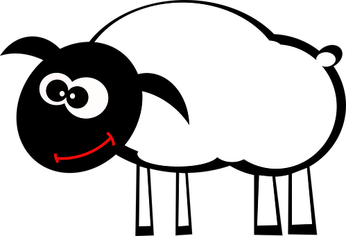 Cartoon Lamb Smiling Black Background PNG image