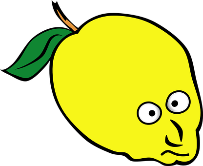 Cartoon Lemon With Face PNG image