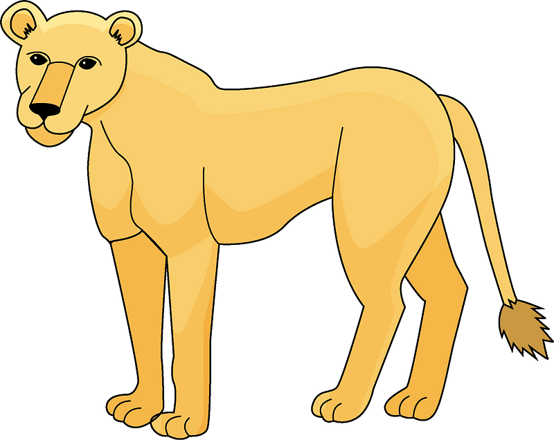 Cartoon Lioness Standing Side View.png PNG image