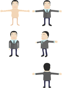 Cartoon Man Evolution Stages PNG image