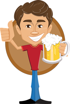 Cartoon Man Holding Beer Mug PNG image