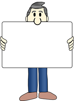 Cartoon Man Holding Blank Sign PNG image