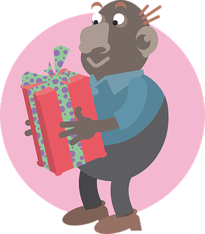 Cartoon Man Holding Gift PNG image