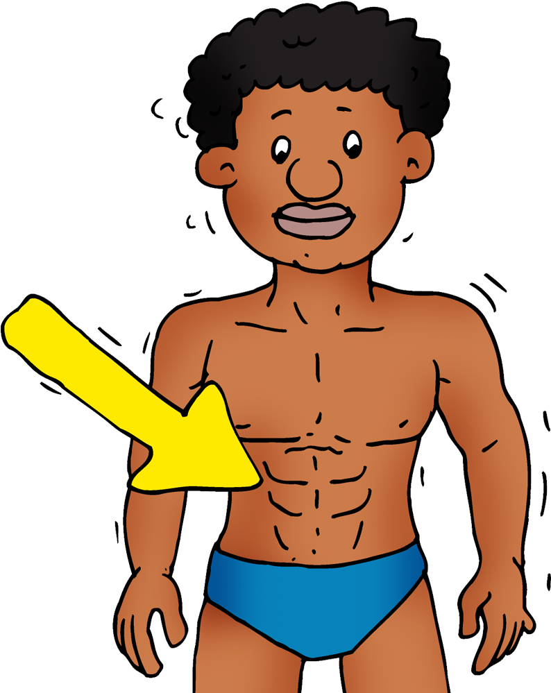 Cartoon Man Showing Abs PNG image
