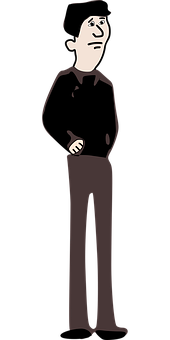 Cartoon Man Standing Black Background PNG image