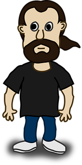 Cartoon Man Standing Black Shirt PNG image