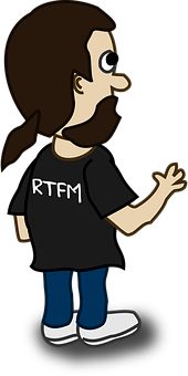 Cartoon Man Wearing R T F M Shirt PNG image