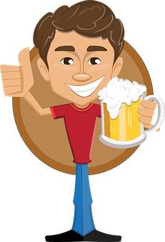 Cartoon Man With Beer Mug PNG image