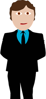 Cartoon Manin Blue Tie PNG image