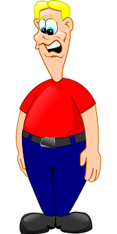 Cartoon Manin Red Shirtand Blue Pants PNG image