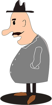 Cartoon Manwith Hatand Mustache PNG image