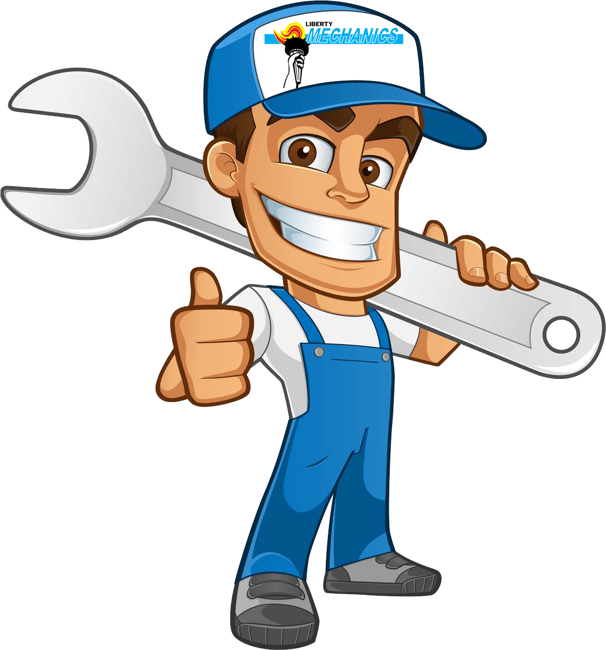 Cartoon Mechanic With Wrench PNG image