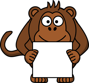 Cartoon Monkey Holding Sign PNG image