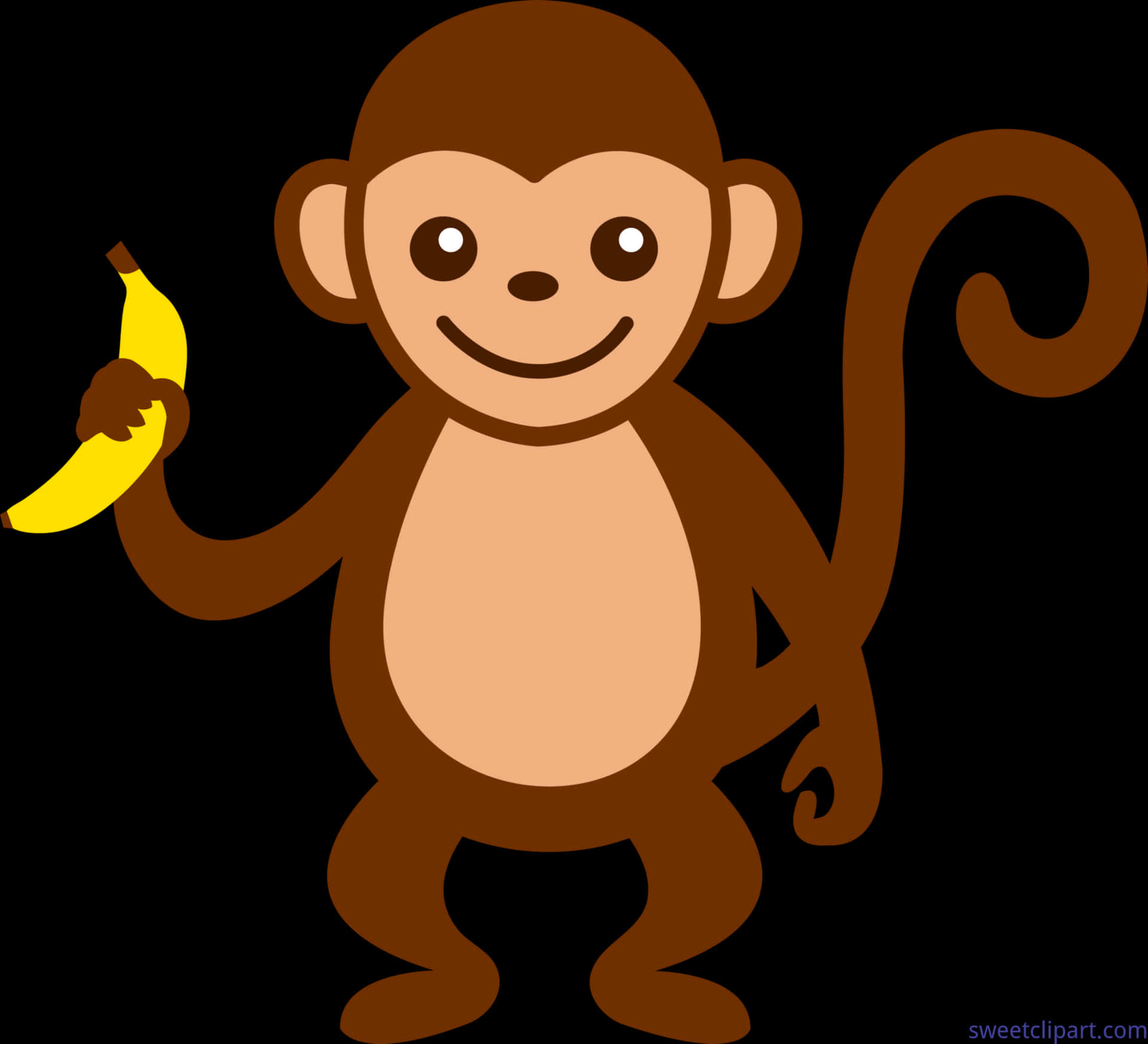 Cartoon_ Monkey_ With_ Banana PNG image
