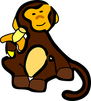 Cartoon Monkey With Banana PNG image