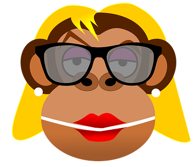 Cartoon Monkey With Blonde Hairand Glasses PNG image