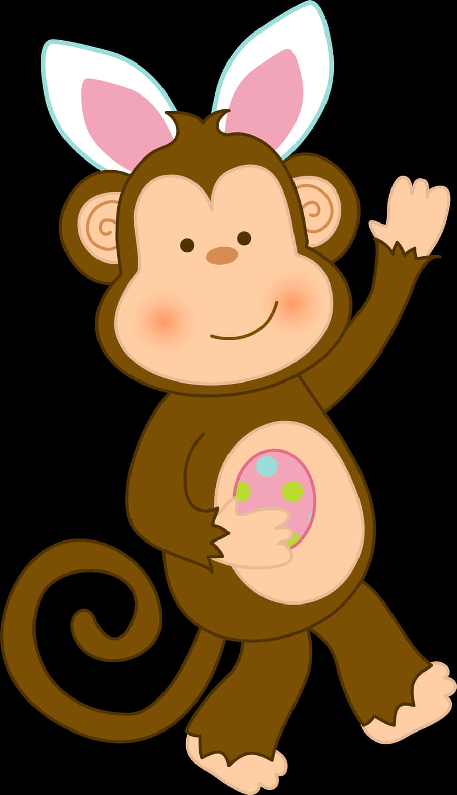 Cartoon Monkey With Egg Illustration PNG image