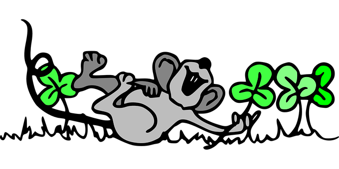 Cartoon Mousewith Green Butterflies PNG image