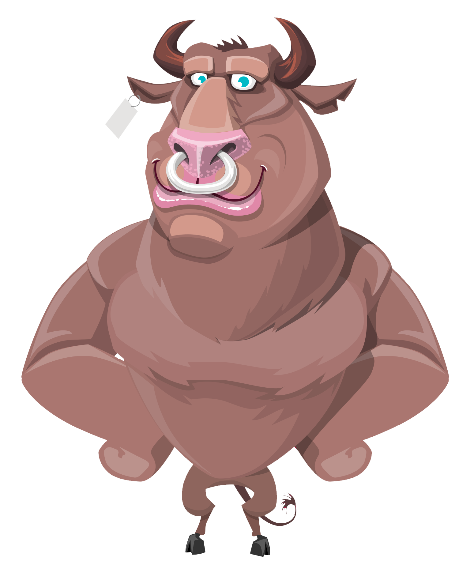 Cartoon Muscular Bull Illustration PNG image