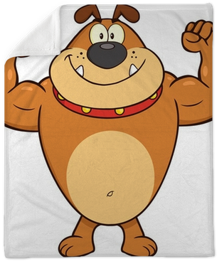 Cartoon Muscular Bulldog Flexing PNG image