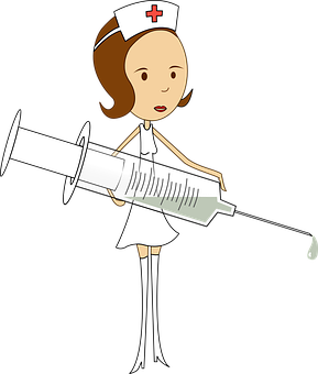 Cartoon Nurse With Syringe PNG image