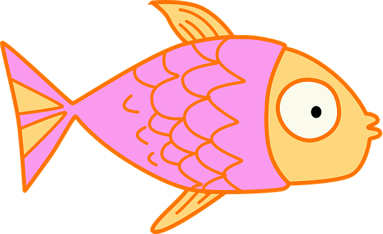 Cartoon Orange Pink Fish PNG image