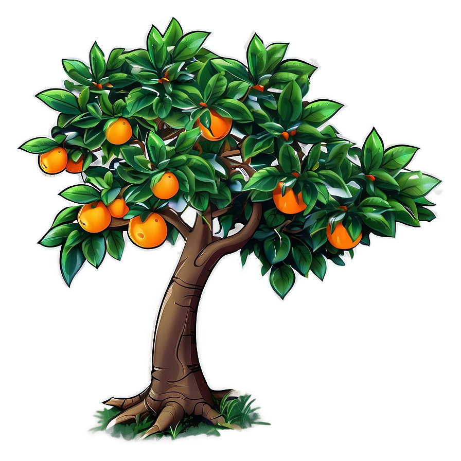 Cartoon Orange Tree Png 06132024 PNG image