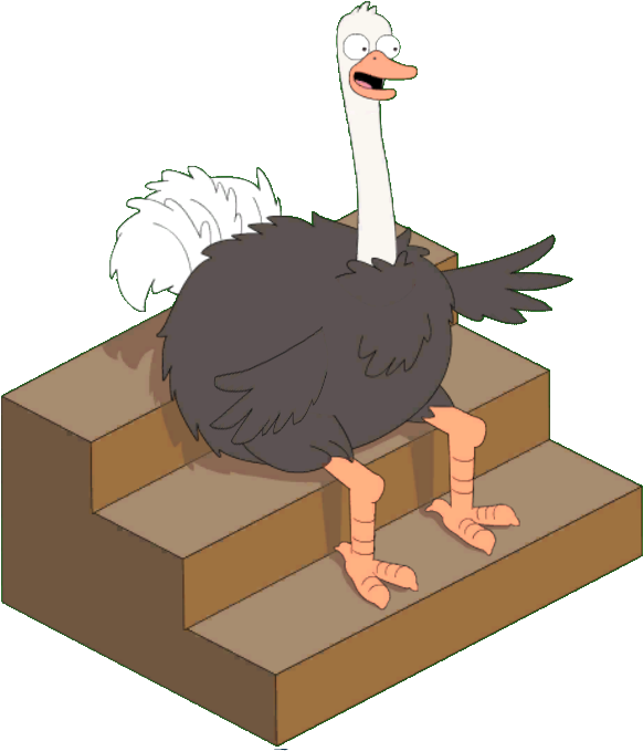 Cartoon_ Ostrich_ Sitting_ On_ Stairs PNG image