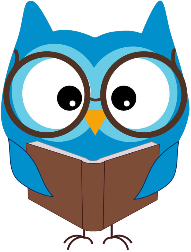 Cartoon Owl Reading Book PNG image
