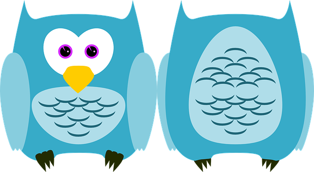 Cartoon Owls Sideby Side PNG image